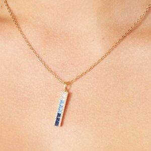 Vince Camuto Blue Ombré CZ 12k Gold Plated Necklace with Pouch
